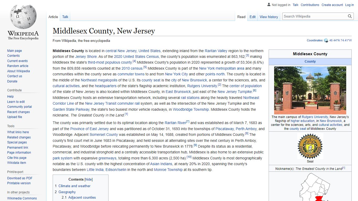 Middlesex County, New Jersey - Wikipedia